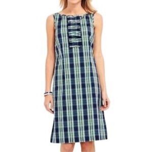 Talbots Women’s Blue Plaid Sleeveless Tartan Sheath Midi Dress Size 6‎